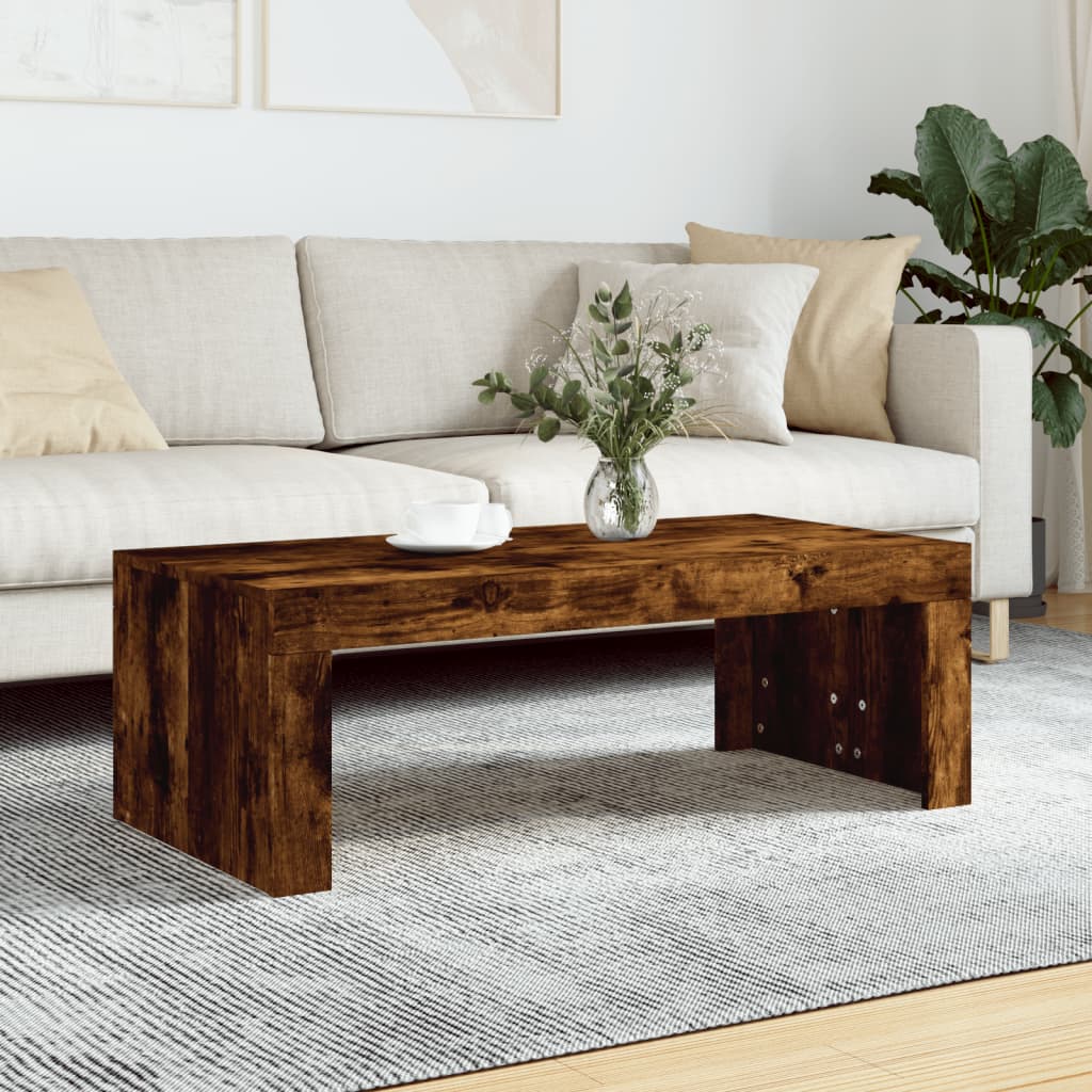 Table basse chêne fumé 102x50x36 cm bois d'ingénierie - XIOS