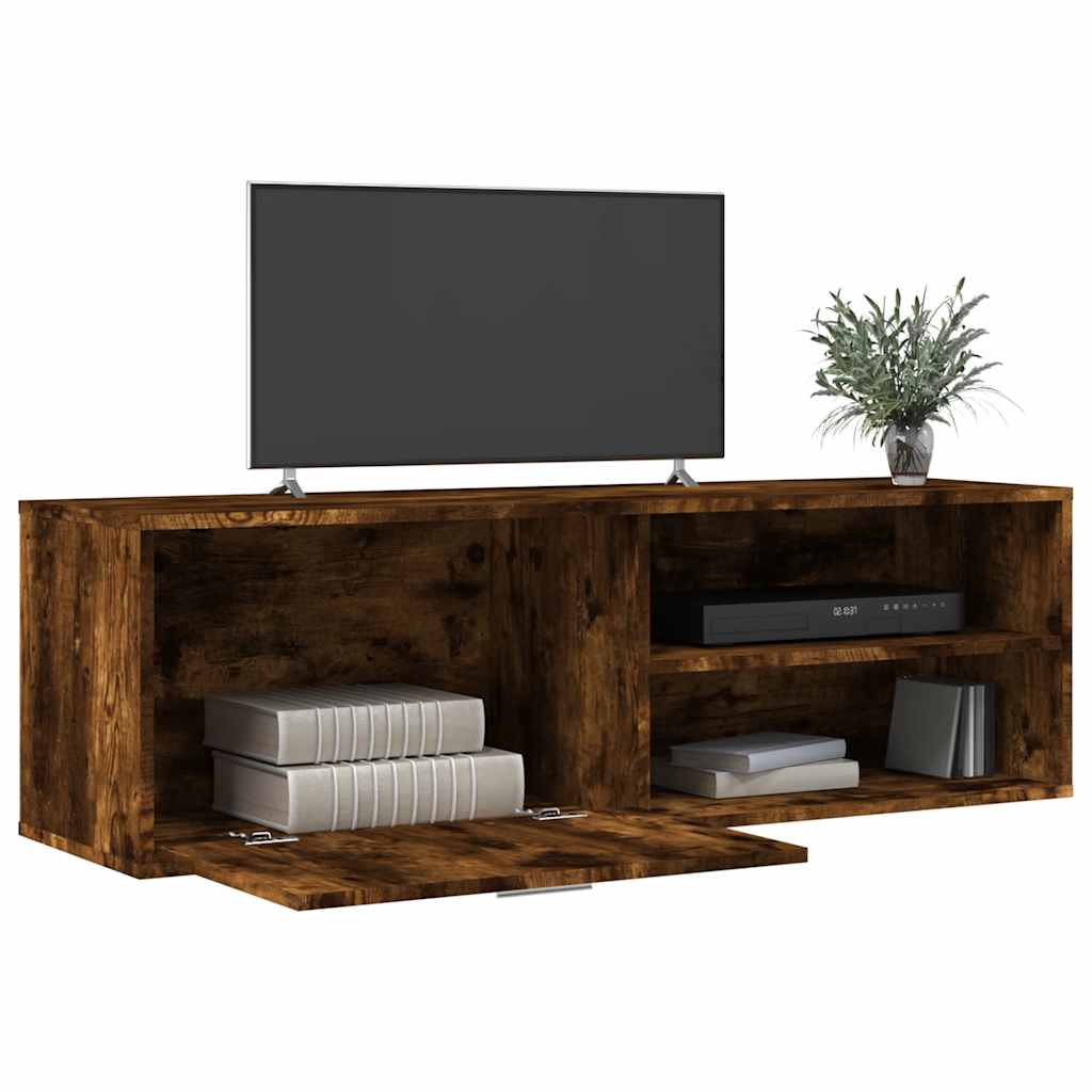 Meuble TV chêne fumé 120x34x37 cm bois d'ingénierie - XIOS