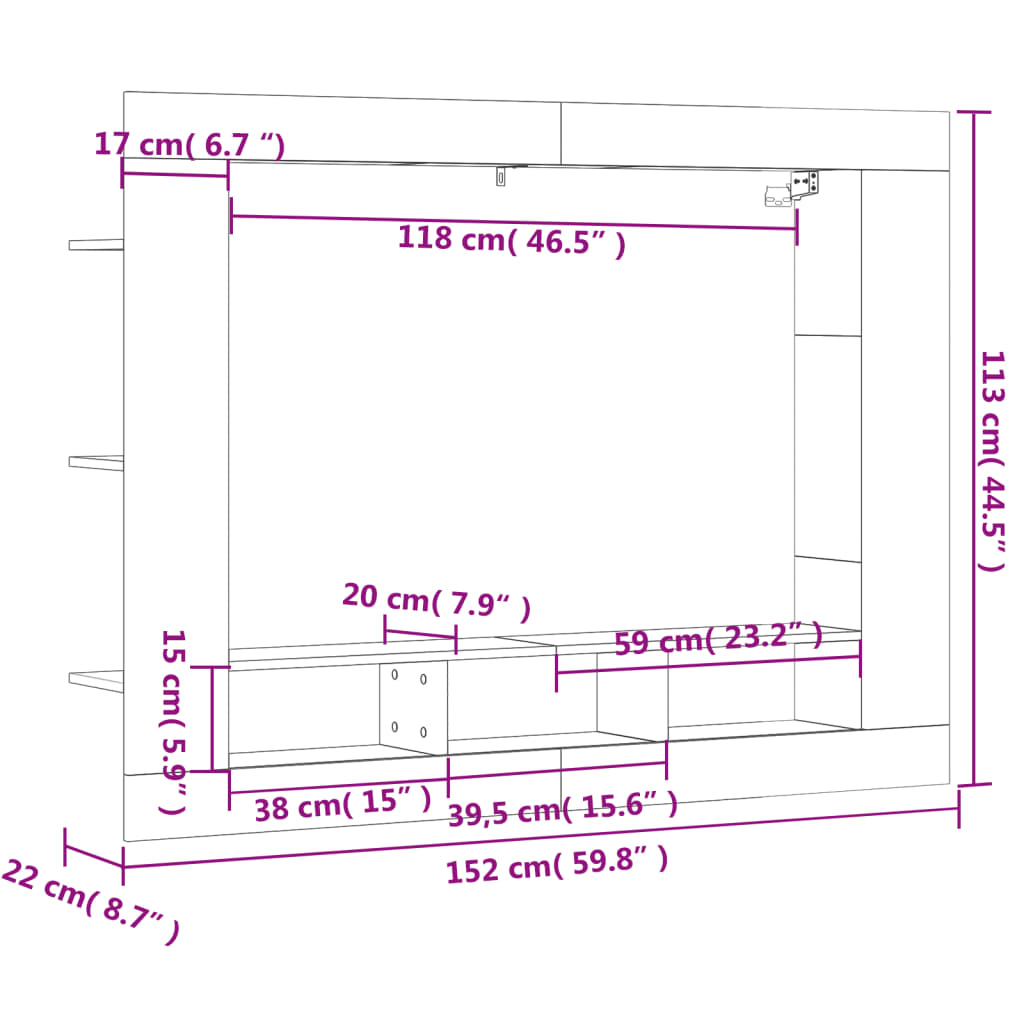 Meuble TV chêne sonoma 152x22x113 cm bois d'ingénierie - XIOS