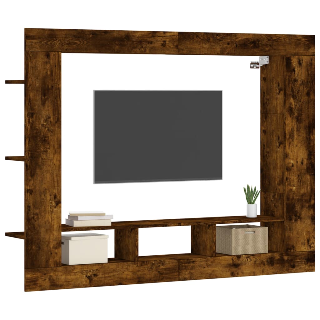 Meuble TV chêne fumé 152x22x113 cm bois d'ingénierie - XIOS