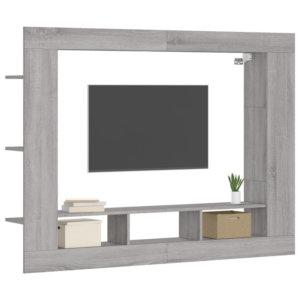Meuble TV sonoma gris 152x22x113 cm bois d'ingénierie - XIOS