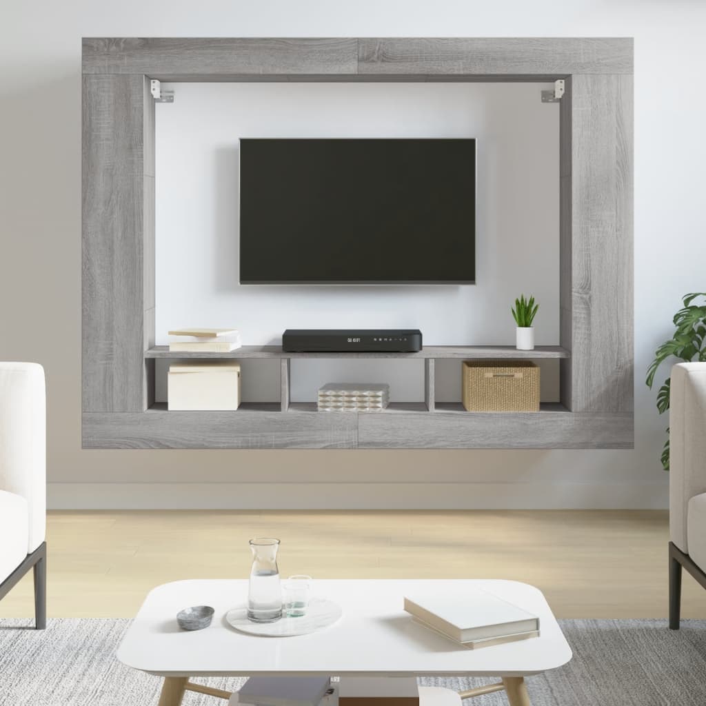 Meuble TV sonoma gris 152x22x113 cm bois d'ingénierie - XIOS