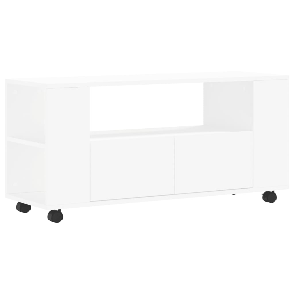 Meuble TV blanc 102x34,5x43 cm bois d'ingénierie - XIOS