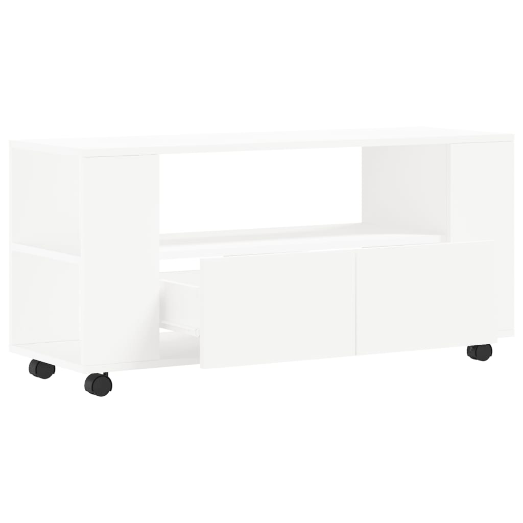 Meuble TV blanc 102x34,5x43 cm bois d'ingénierie - XIOS