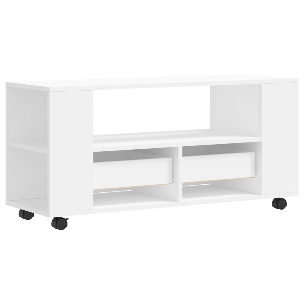 Meuble TV blanc 102x34,5x43 cm bois d'ingénierie - XIOS