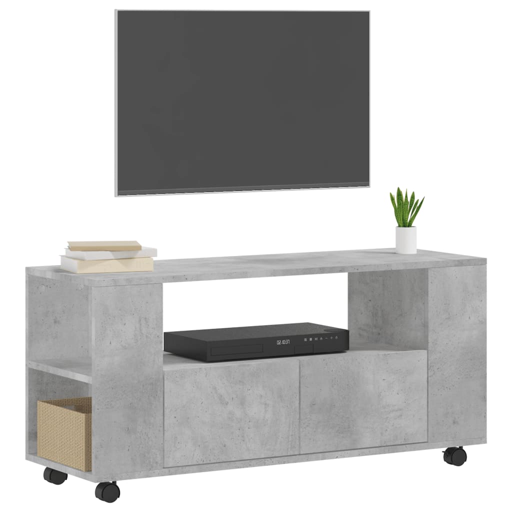 Meuble TV gris béton 102x34,5x43 cm bois d'ingénierie - XIOS