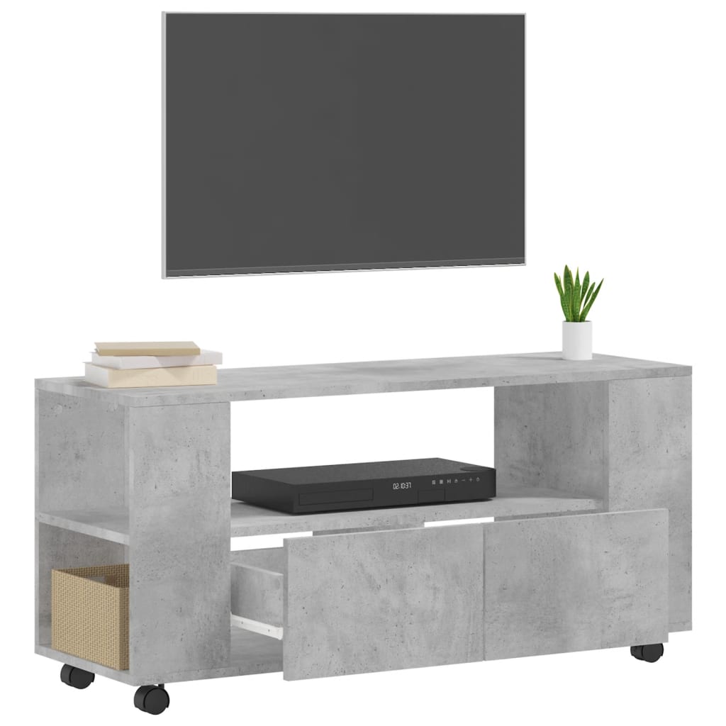 Meuble TV gris béton 102x34,5x43 cm bois d'ingénierie - XIOS