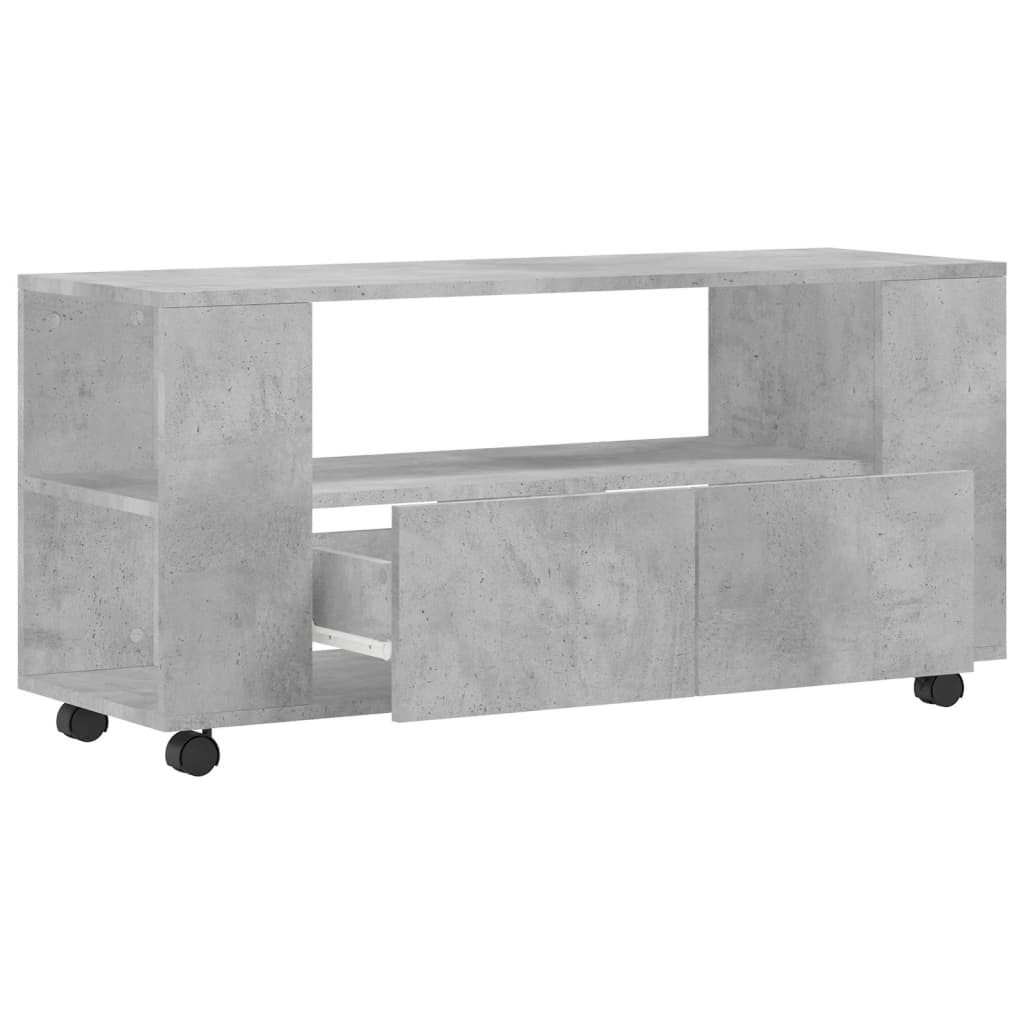 Meuble TV gris béton 102x34,5x43 cm bois d'ingénierie - XIOS