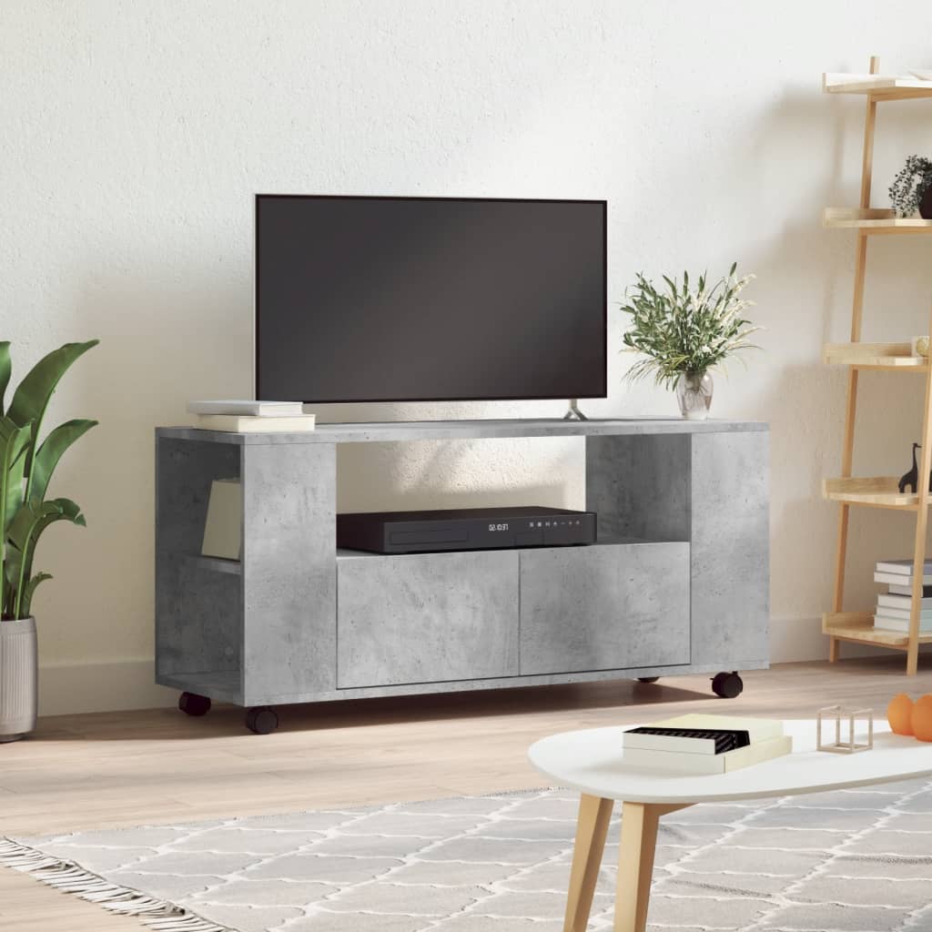 Meuble TV gris béton 102x34,5x43 cm bois d'ingénierie - XIOS
