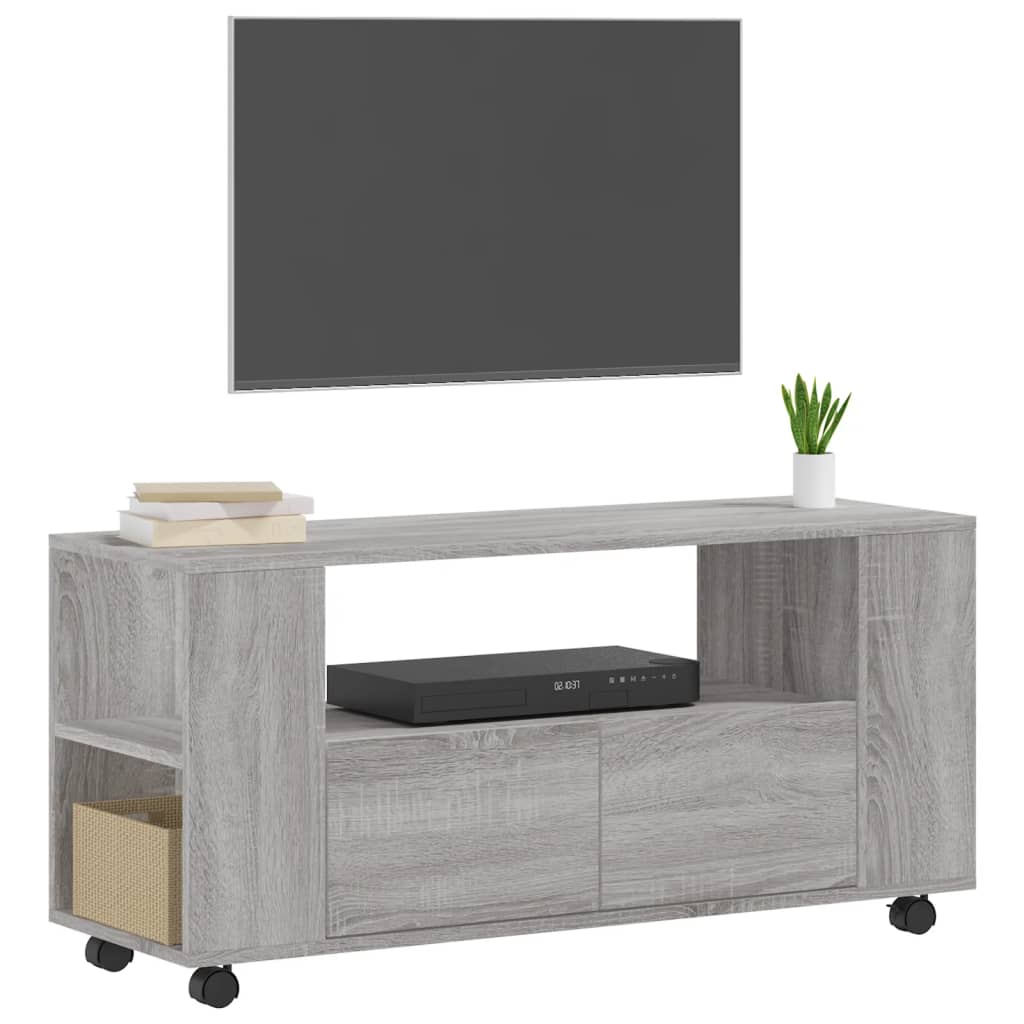 Meuble TV sonoma gris 102x34,5x43 cm bois d'ingénierie - XIOS