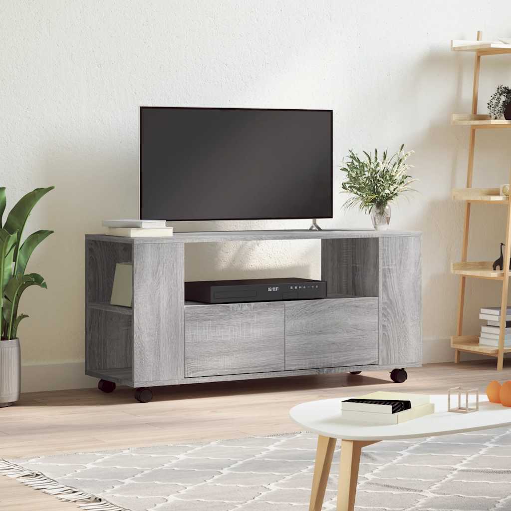 Meuble TV sonoma gris 102x34,5x43 cm bois d'ingénierie - XIOS
