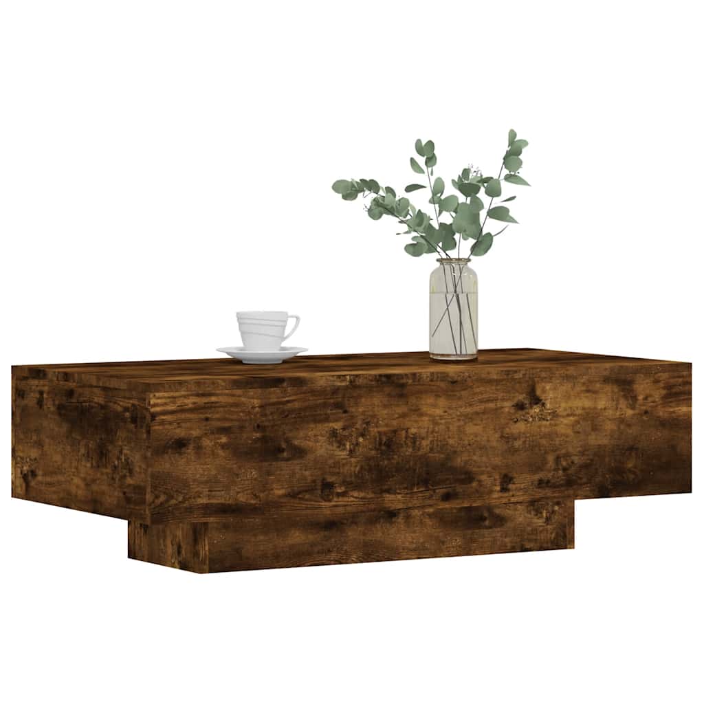 Table basse chêne fumé 100x49,5x31 cm bois d'ingénierie - XIOS