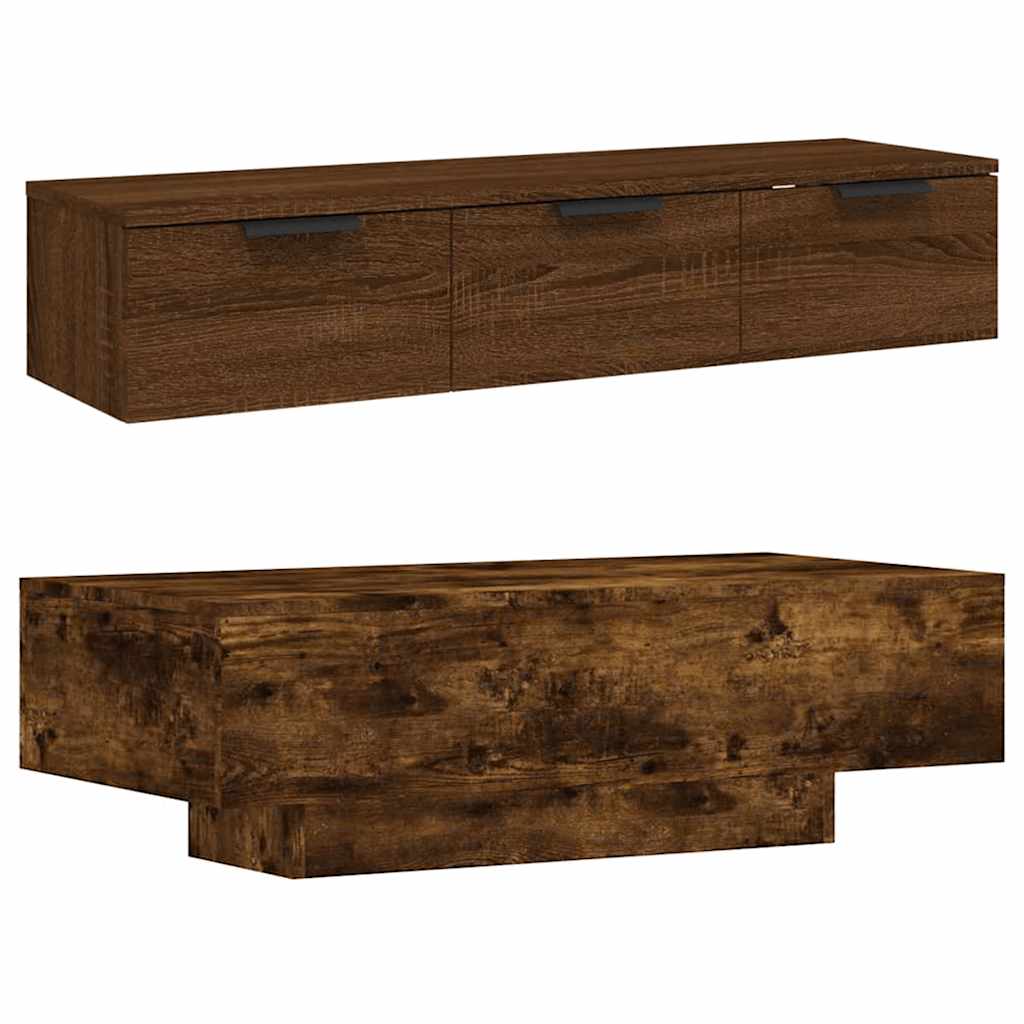 Table basse chêne fumé 100x49,5x31 cm bois d'ingénierie - XIOS
