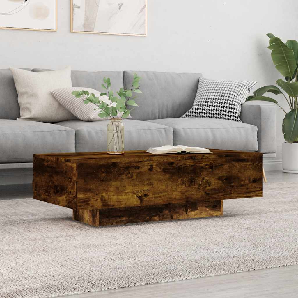 Table basse chêne fumé 100x49,5x31 cm bois d'ingénierie - XIOS