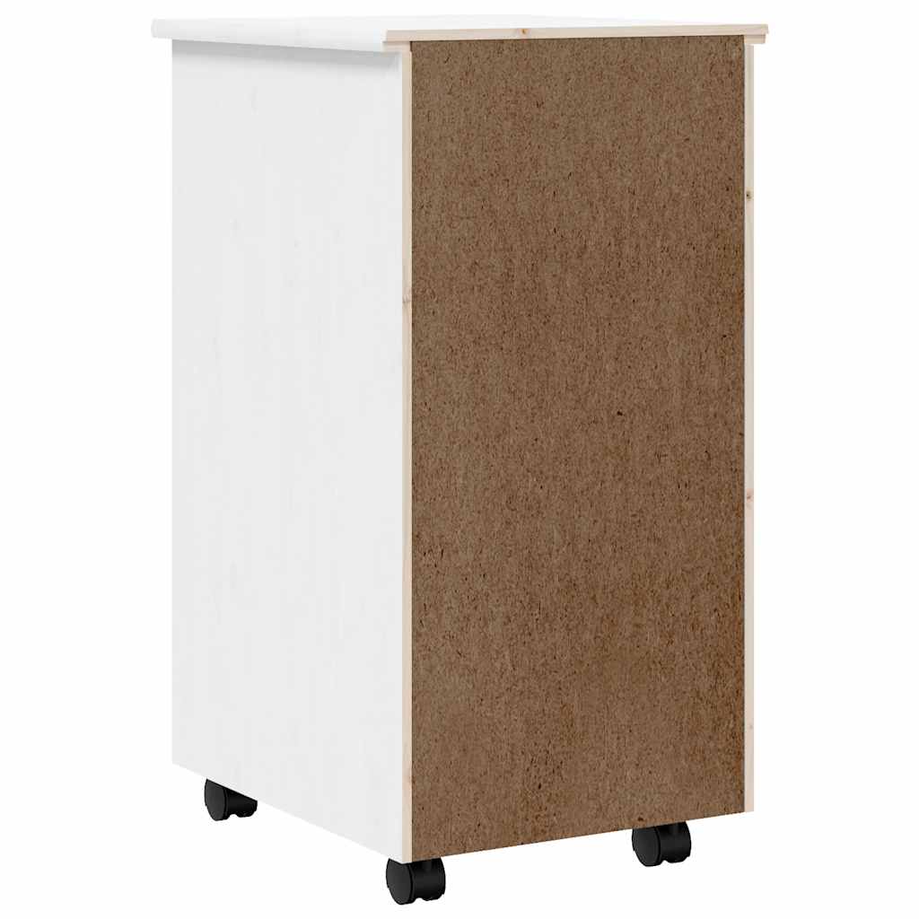 Armoire roulante avec tiroirs MOSS blanc bois de pin solide - XIOS
