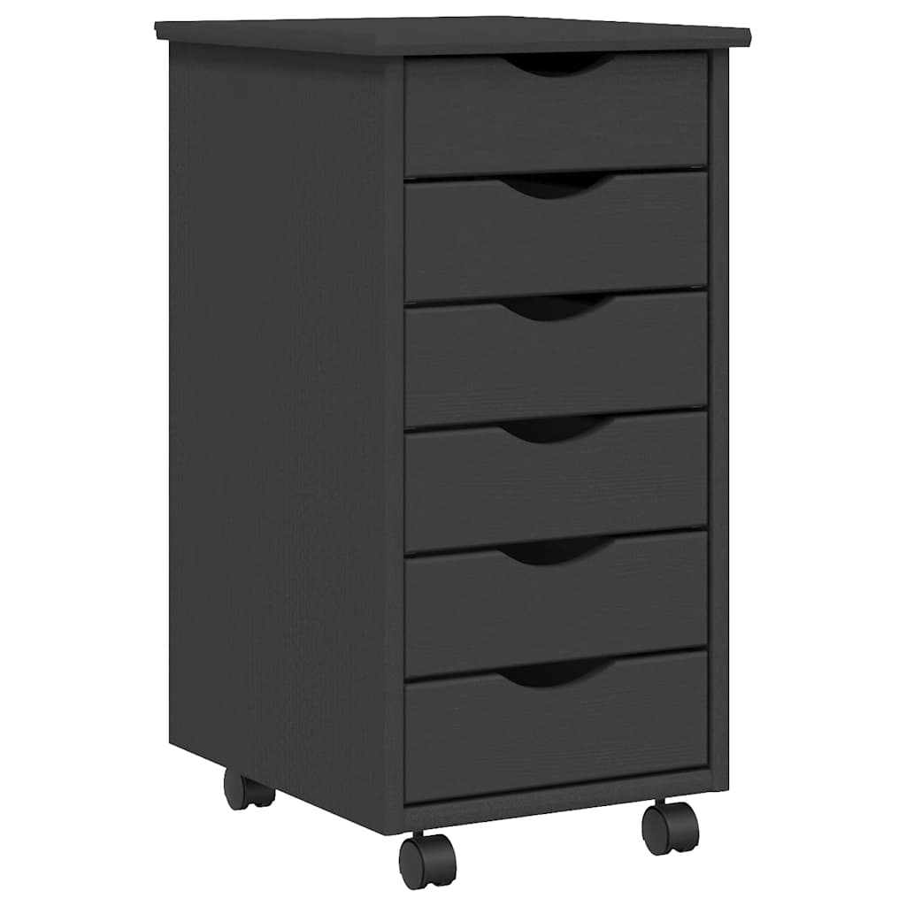 Armoire roulante avec tiroirs MOSS gris bois de pin solide - XIOS