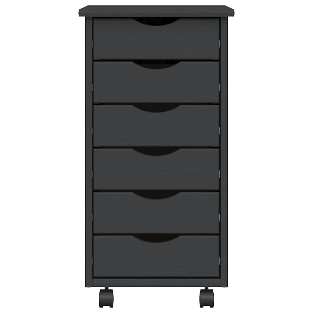 Armoire roulante avec tiroirs MOSS gris bois de pin solide - XIOS