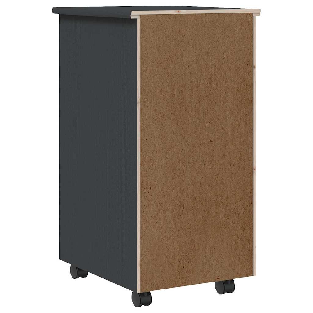 Armoire roulante avec tiroirs MOSS gris bois de pin solide - XIOS