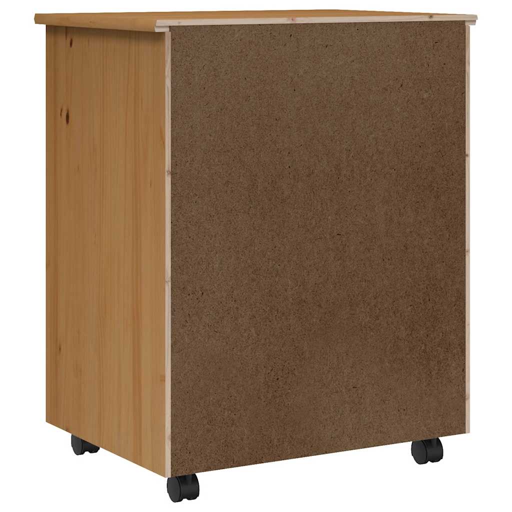 Armoire roulante avec tiroirs MOSS bois de pin marron miel - XIOS
