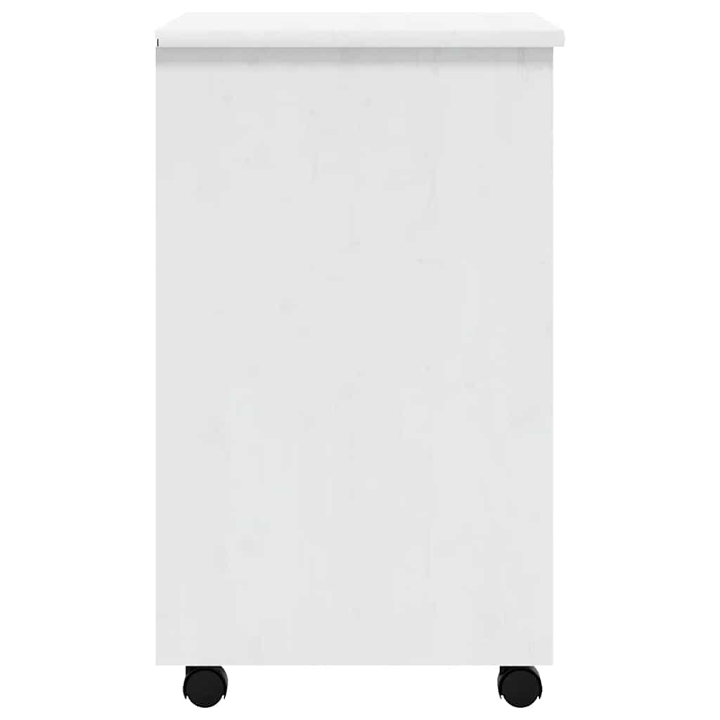 Armoire roulante avec tiroirs MOSS blanc bois de pin solide - XIOS