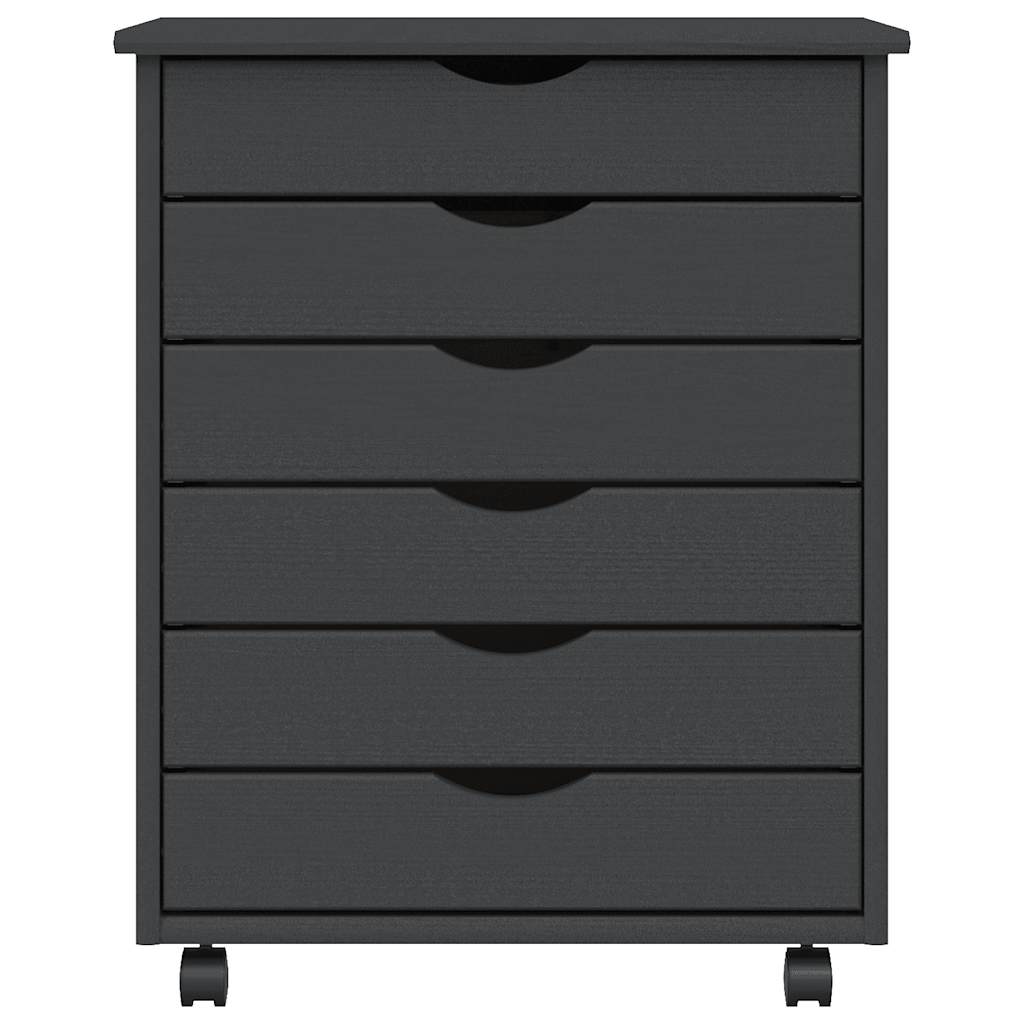 Armoire roulante avec tiroirs MOSS gris bois de pin solide - XIOS