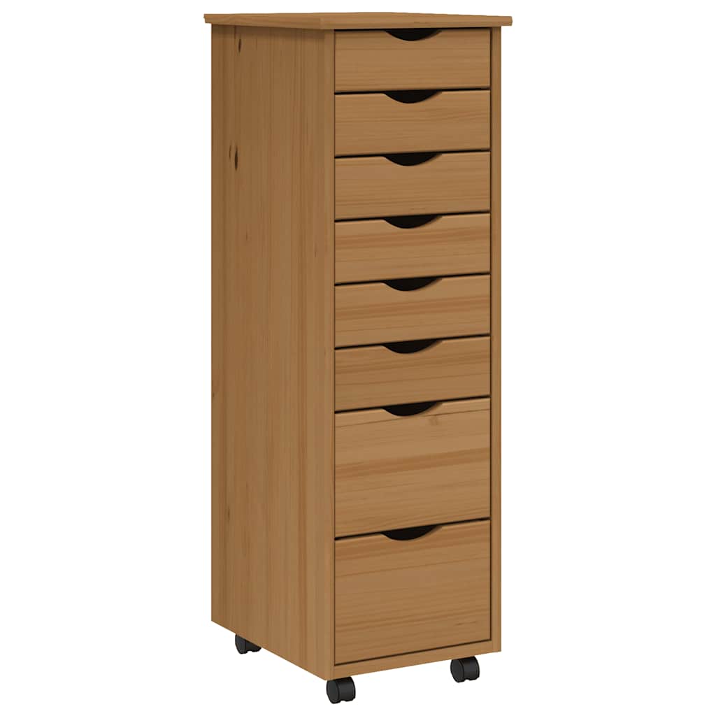 Armoire roulante avec tiroirs MOSS bois de pin marron miel - XIOS