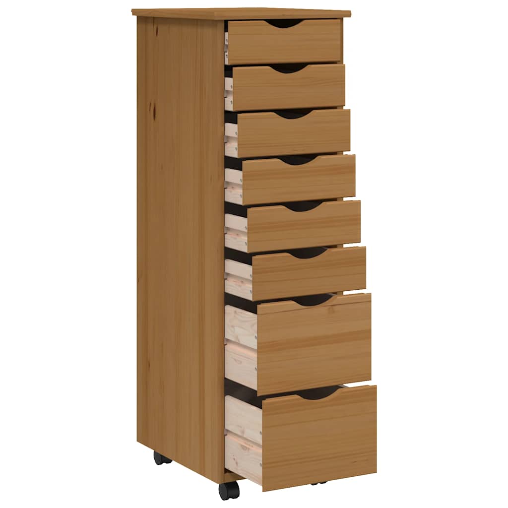 Armoire roulante avec tiroirs MOSS bois de pin marron miel - XIOS