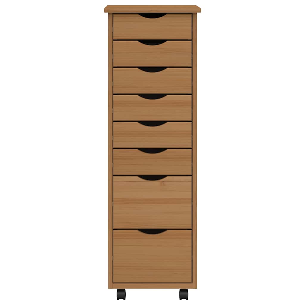 Armoire roulante avec tiroirs MOSS bois de pin marron miel - XIOS