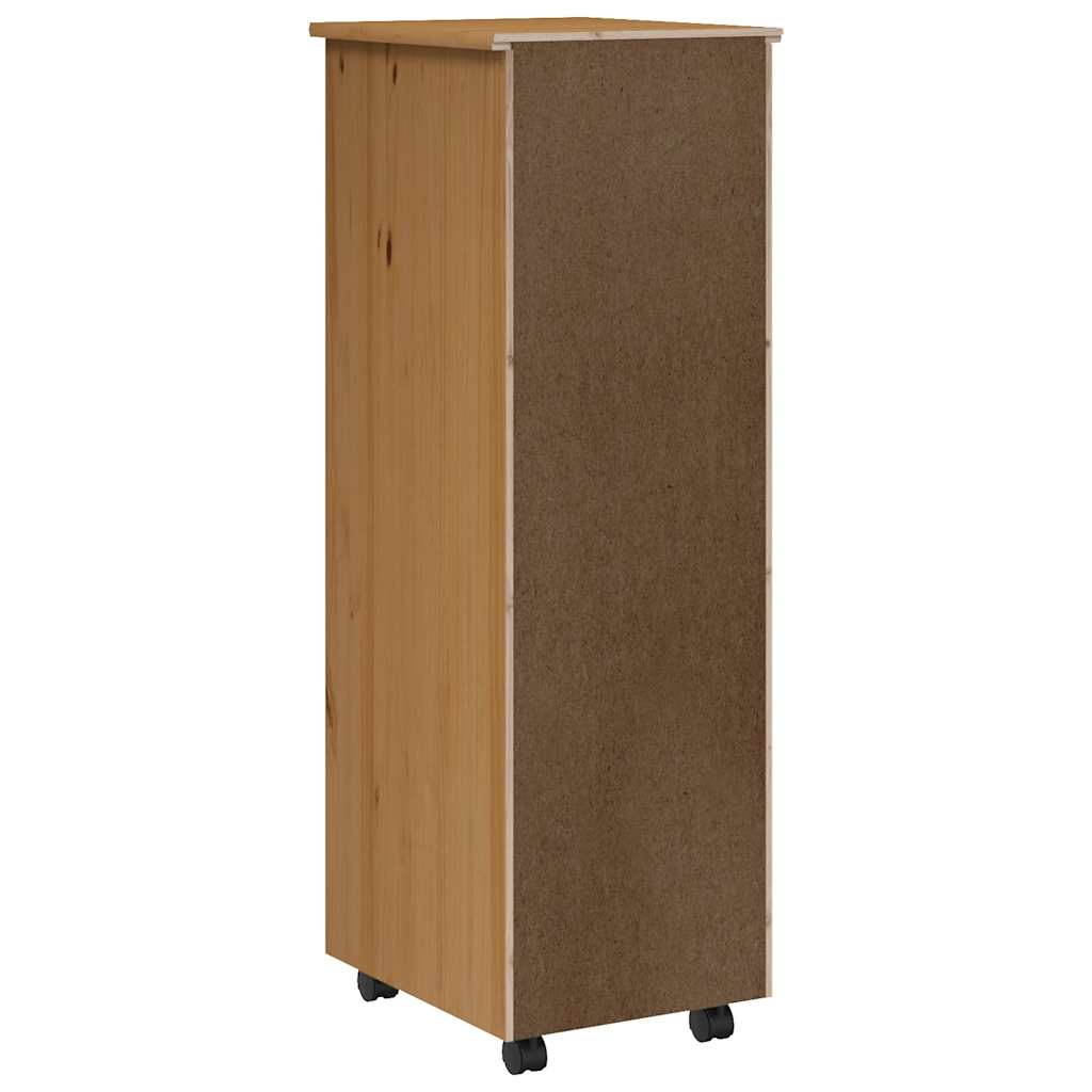 Armoire roulante avec tiroirs MOSS bois de pin marron miel - XIOS