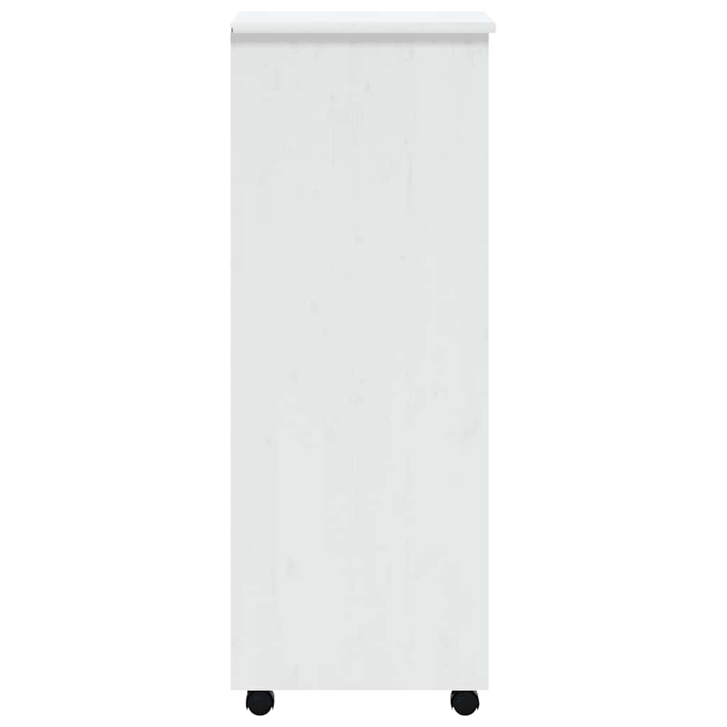 Armoire roulante avec tiroirs MOSS blanc bois de pin solide - XIOS