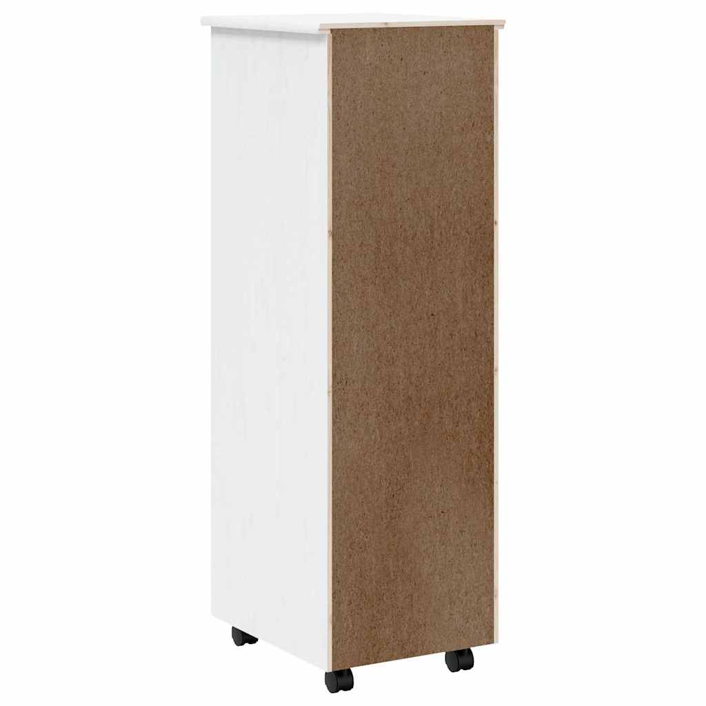 Armoire roulante avec tiroirs MOSS blanc bois de pin solide - XIOS