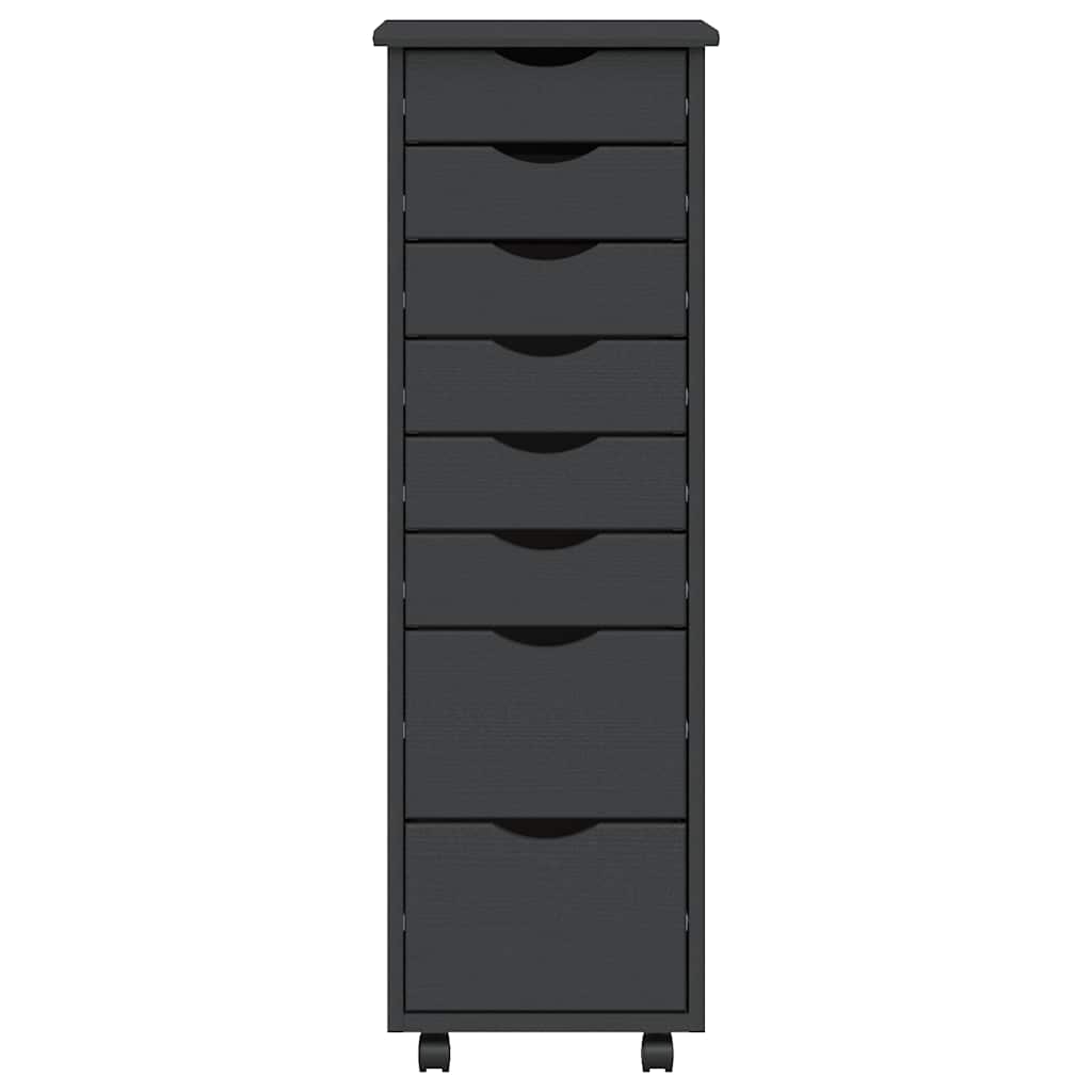 Armoire roulante avec tiroirs MOSS gris bois de pin solide - XIOS