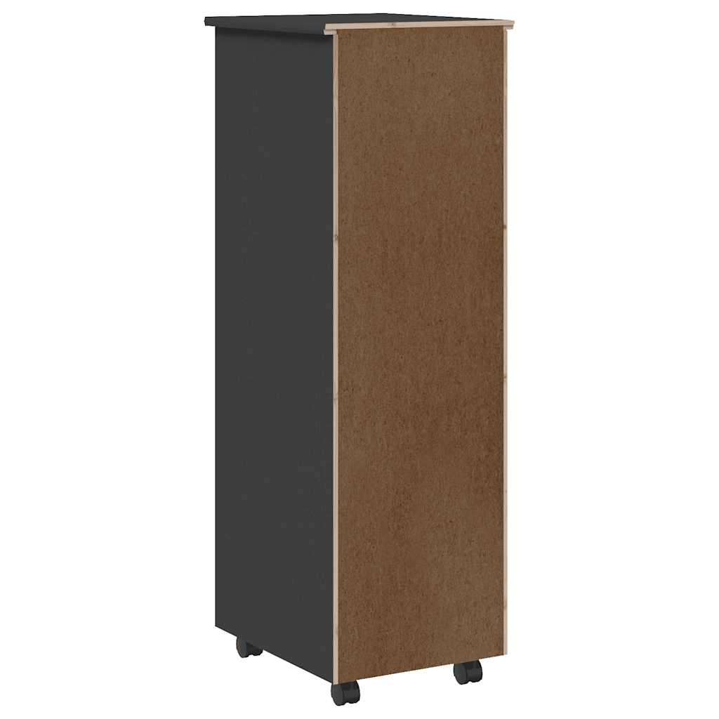 Armoire roulante avec tiroirs MOSS gris bois de pin solide - XIOS