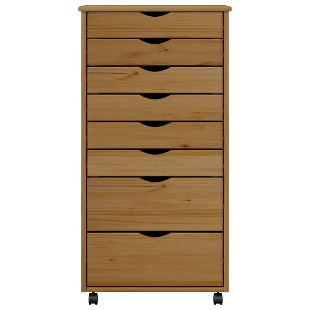 Armoire roulante avec tiroirs MOSS bois de pin marron miel - XIOS