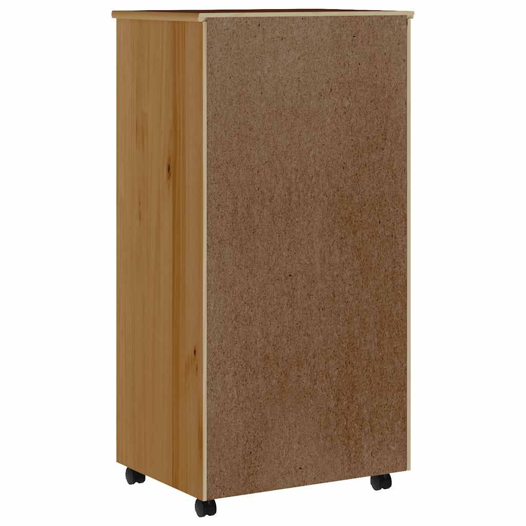 Armoire roulante avec tiroirs MOSS bois de pin marron miel - XIOS