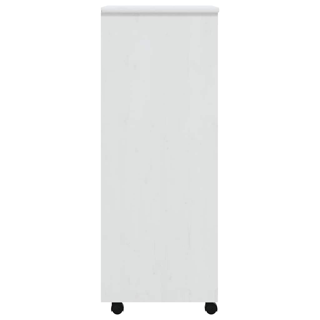 Armoire roulante avec tiroirs MOSS blanc bois de pin solide - XIOS