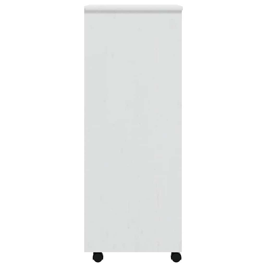 Armoire roulante avec tiroirs MOSS blanc bois de pin solide - XIOS