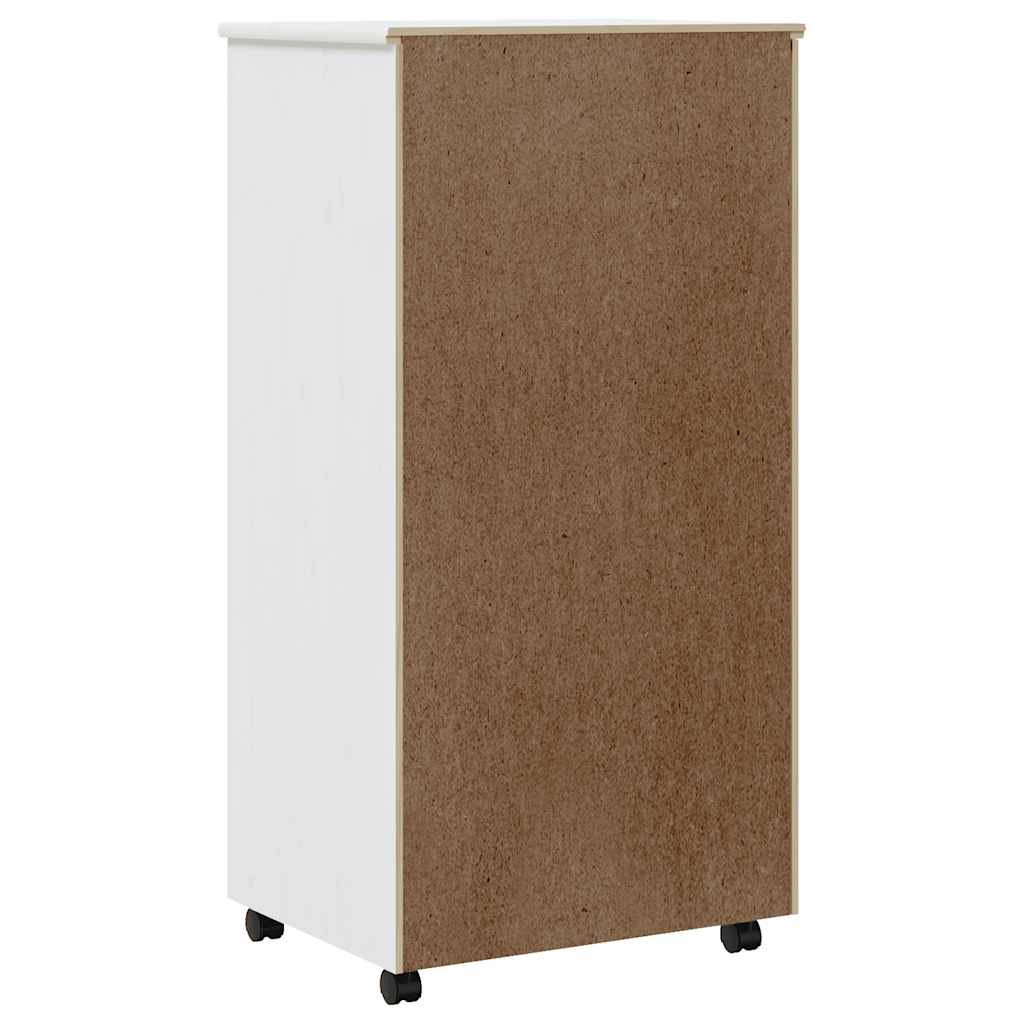 Armoire roulante avec tiroirs MOSS blanc bois de pin solide - XIOS