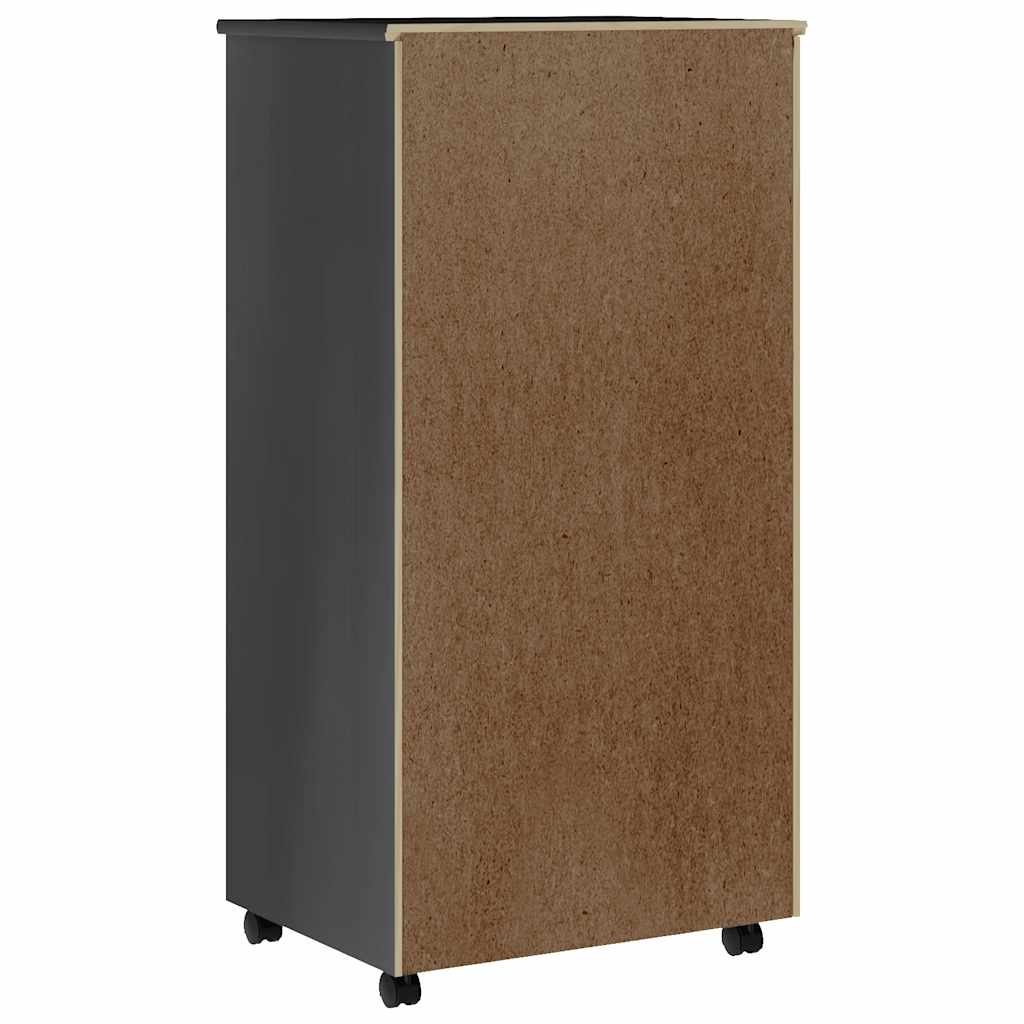 Armoire roulante avec tiroirs MOSS gris bois de pin solide - XIOS
