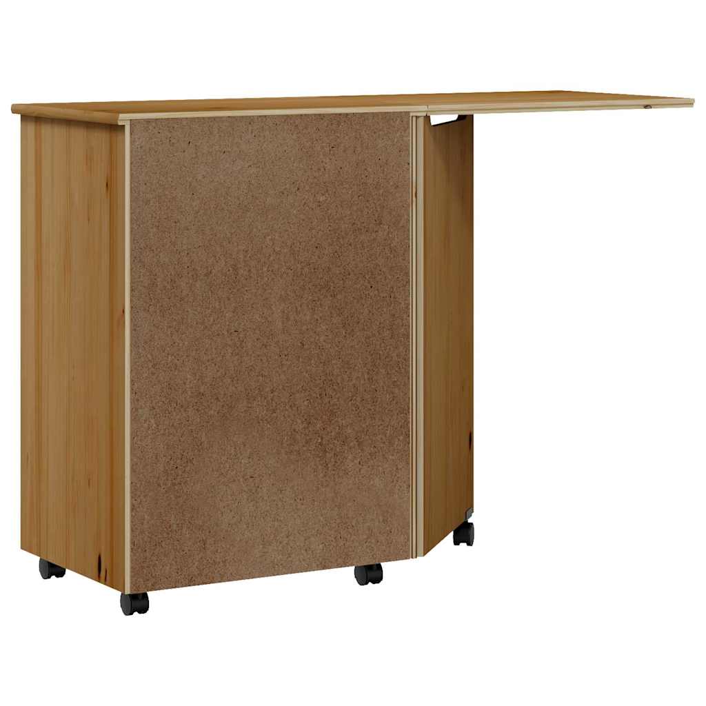Armoire roulante avec bureau MOSS marron miel bois de pin - XIOS