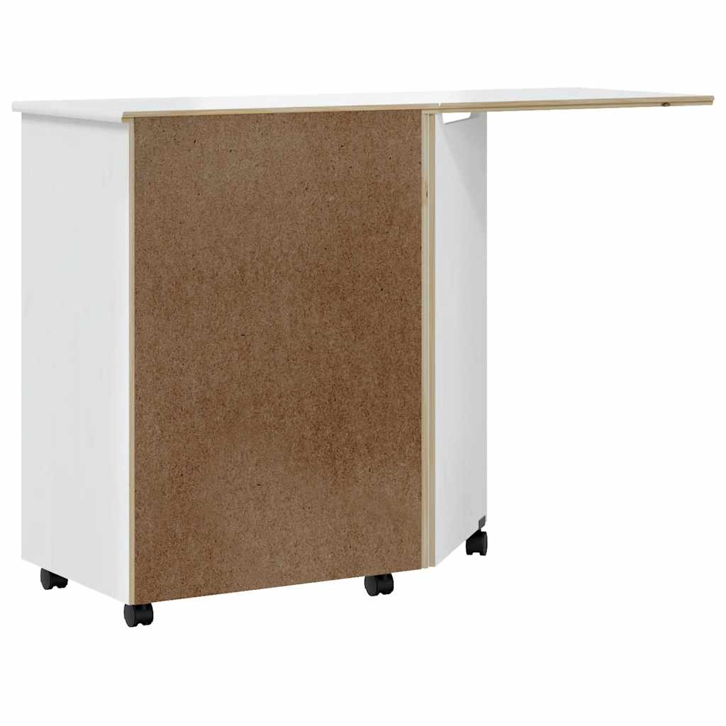 Armoire roulante avec bureau MOSS blanc bois de pin solide - XIOS