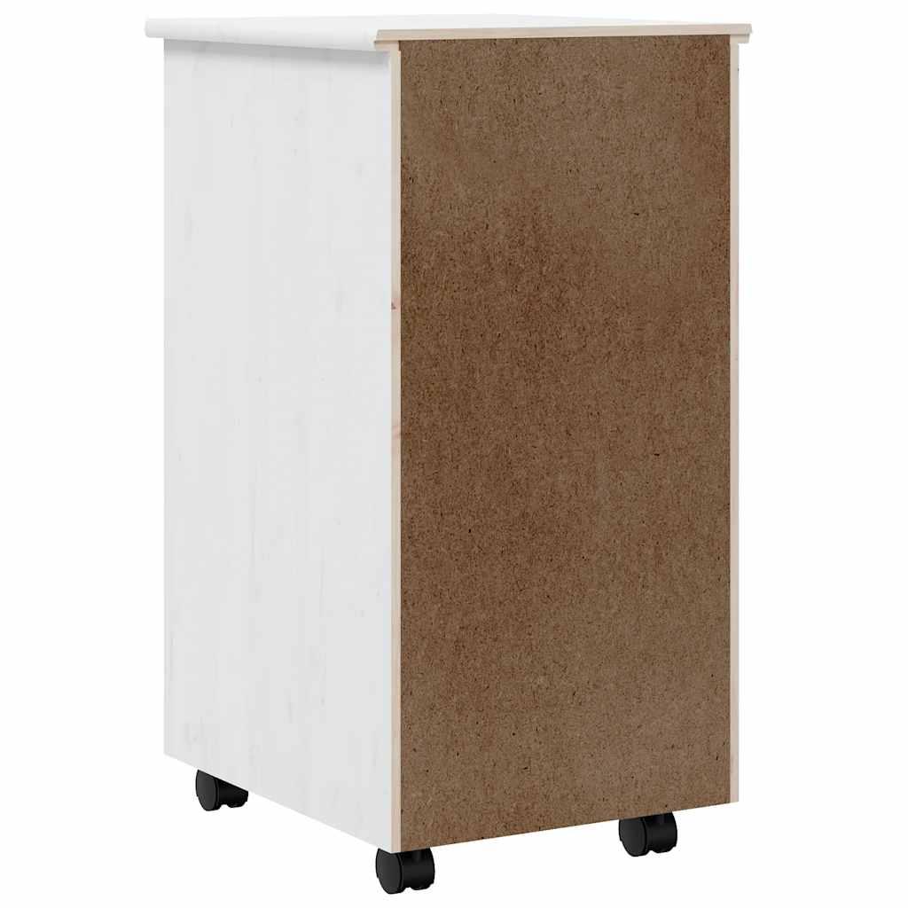 Armoire roulante avec tiroirs MOSS blanc bois de pin solide - XIOS