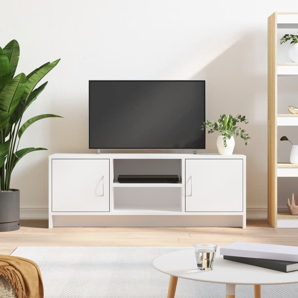 Meuble TV blanc 102x30x37,5 cm bois d'ingénierie - XIOS