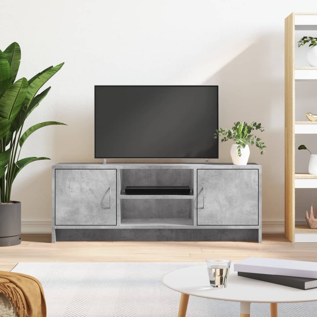 Meuble TV gris béton 102x30x37,5 cm bois d'ingénierie - XIOS
