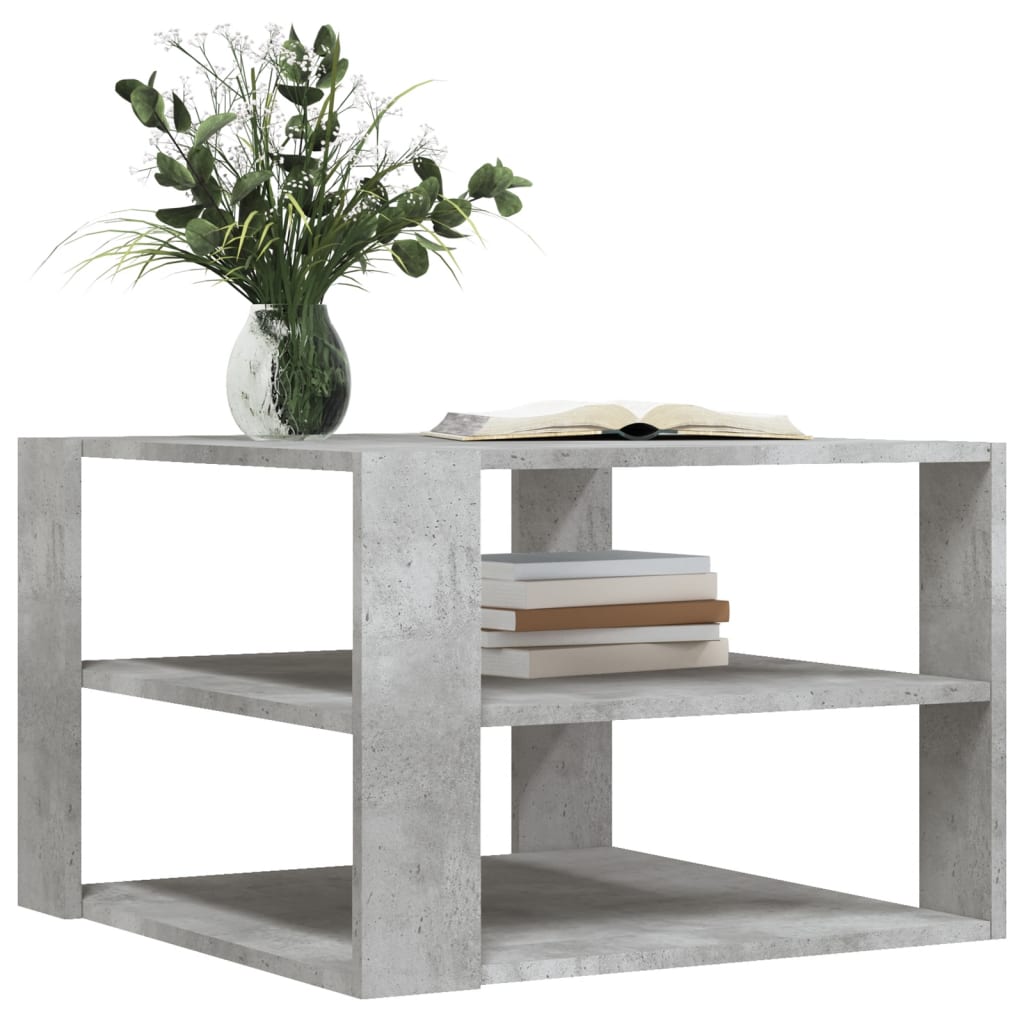 Table basse gris béton 59,5x59,5x40 cm bois d'ingénierie - XIOS