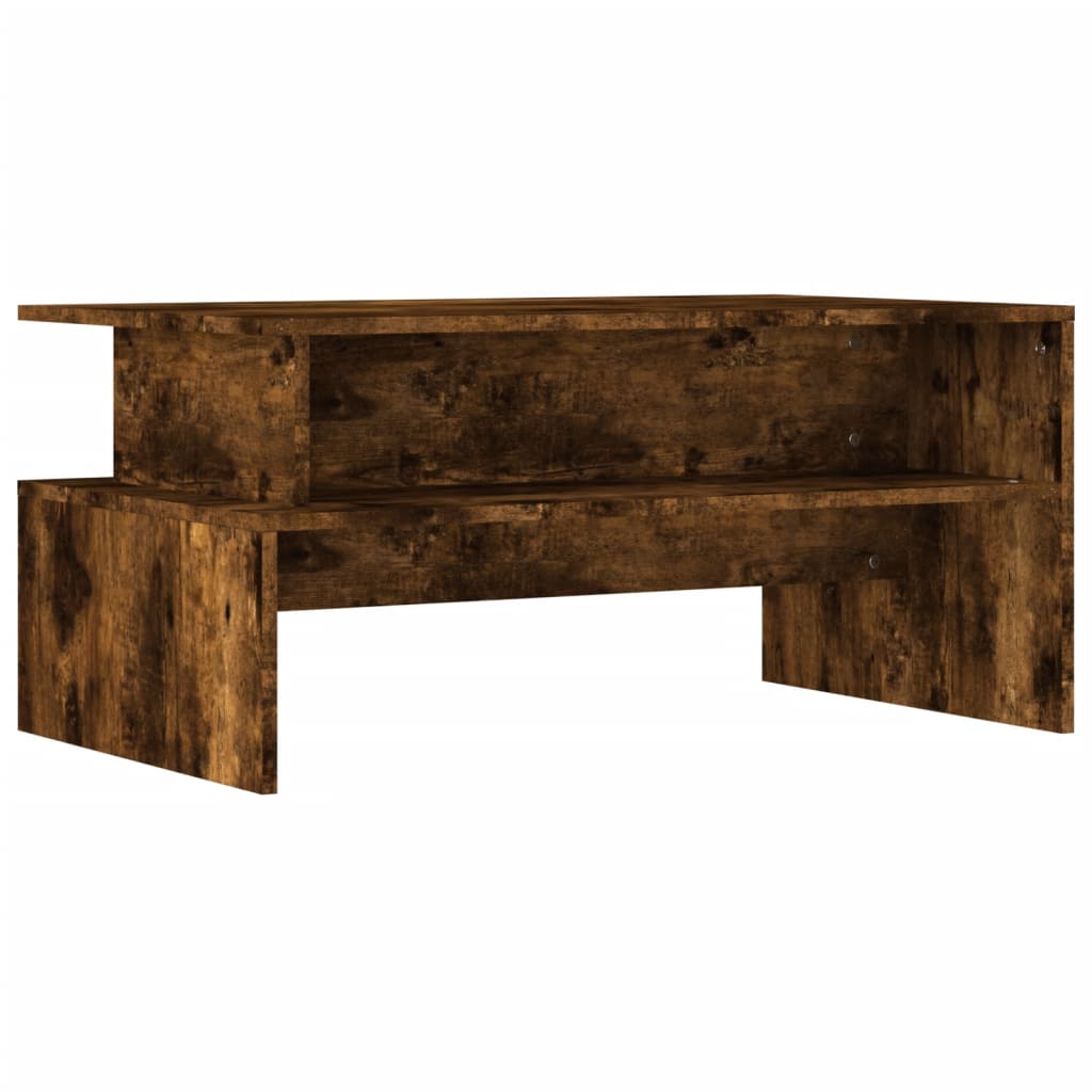 Table basse chêne fumé 90x55x42,5 cm bois d'ingénierie - XIOS