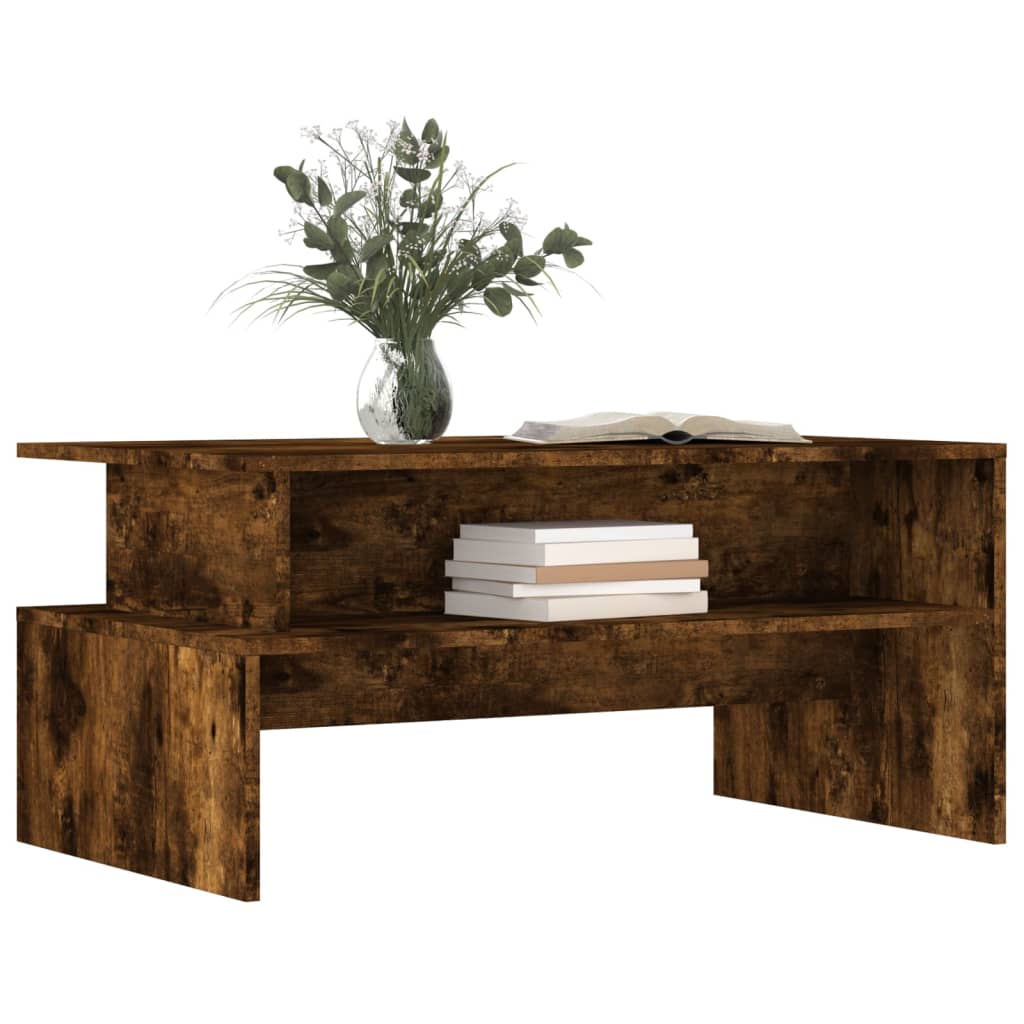 Table basse chêne fumé 90x55x42,5 cm bois d'ingénierie - XIOS