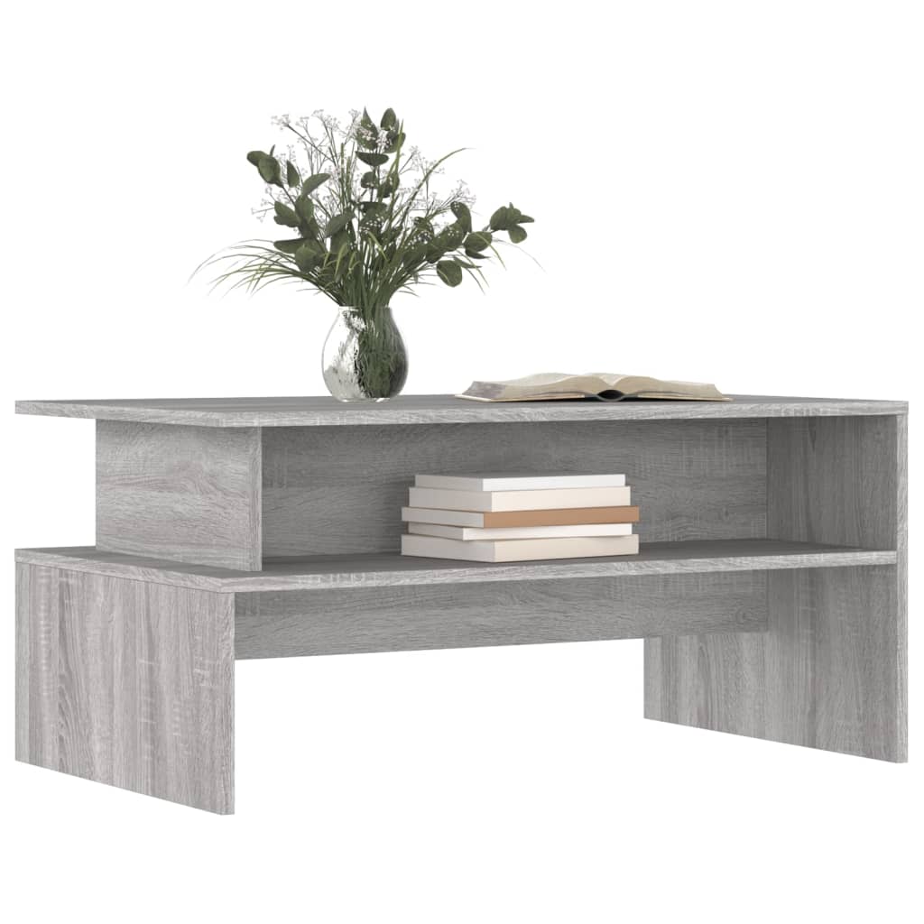 Table basse sonoma gris 90x55x42,5 cm bois d'ingénierie - XIOS