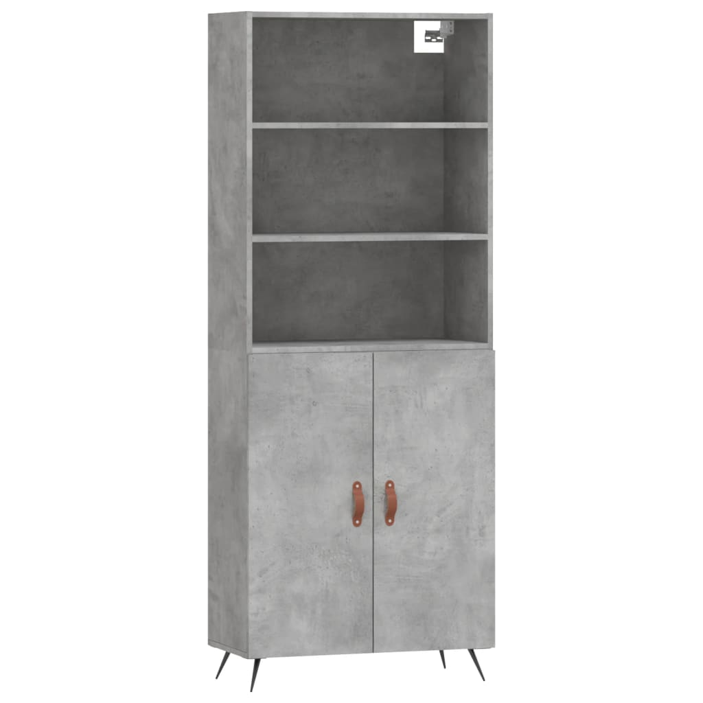 Buffet haut Gris béton 69,5x34x180 cm Bois d'ingénierie - XIOS