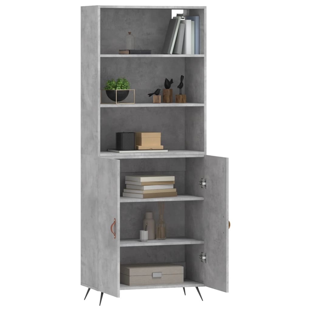 Buffet haut Gris béton 69,5x34x180 cm Bois d'ingénierie - XIOS